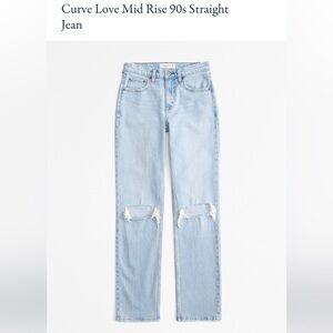 Abercrombie & Fitch Curve Love Mid Rise 90s Straight Jean- “Light Destroy”